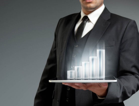 Financial report & statistics. Future technology business. Holo